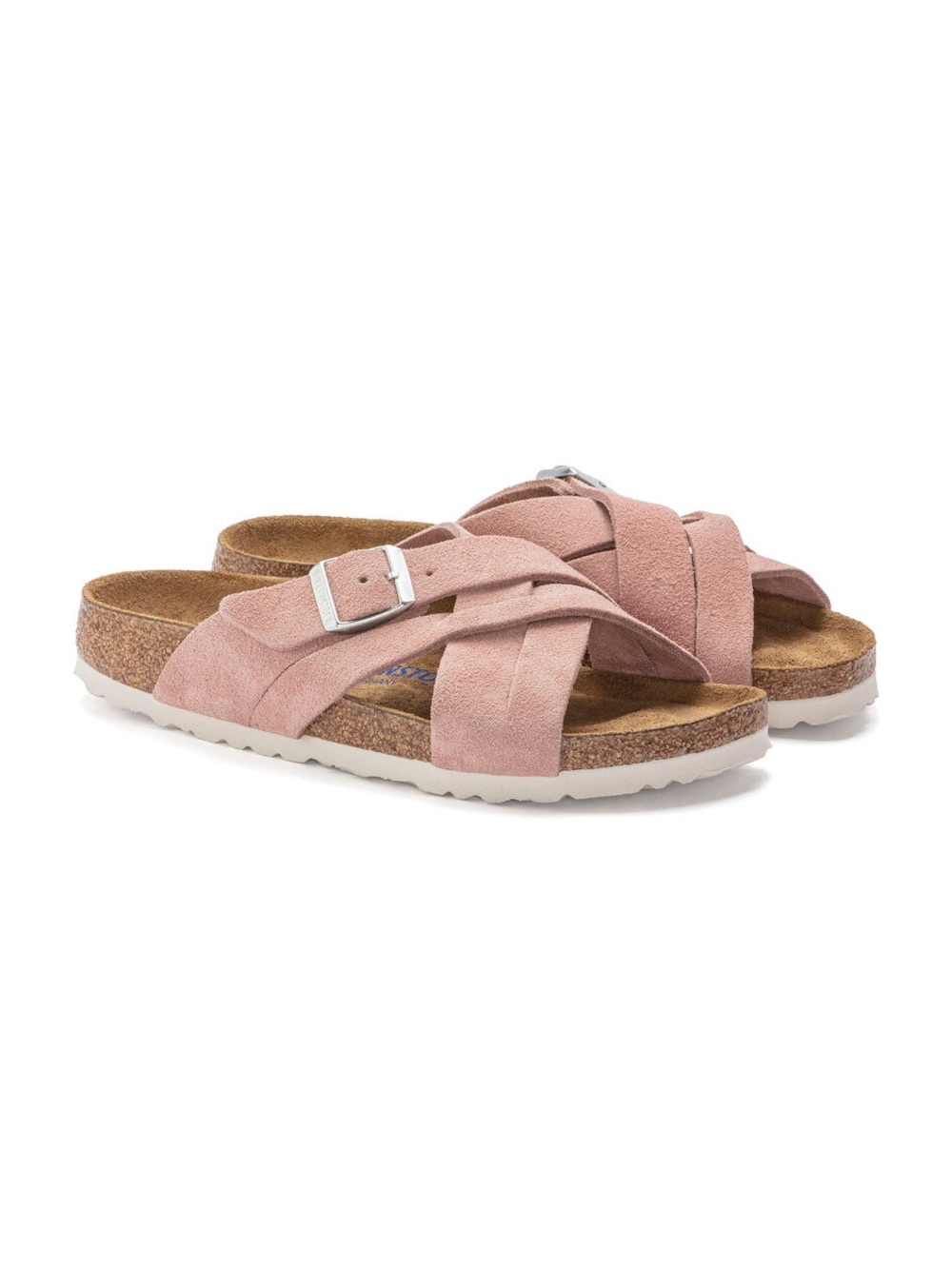 Birkenstock Women’s Dusty Pink Suede Crisscross Slide Sandals